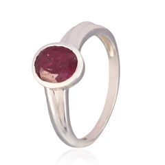 Indian Ruby Solitaire Indian Silver Red Gemstones Slim Traditional Ring Jewelry