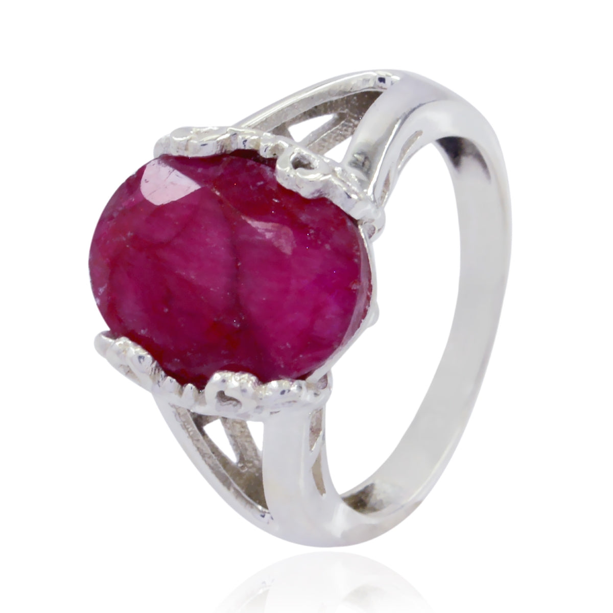 Indian Ruby Solitaire African 925 Silver Red Gemstone Minimal Modern Ring Jewelry