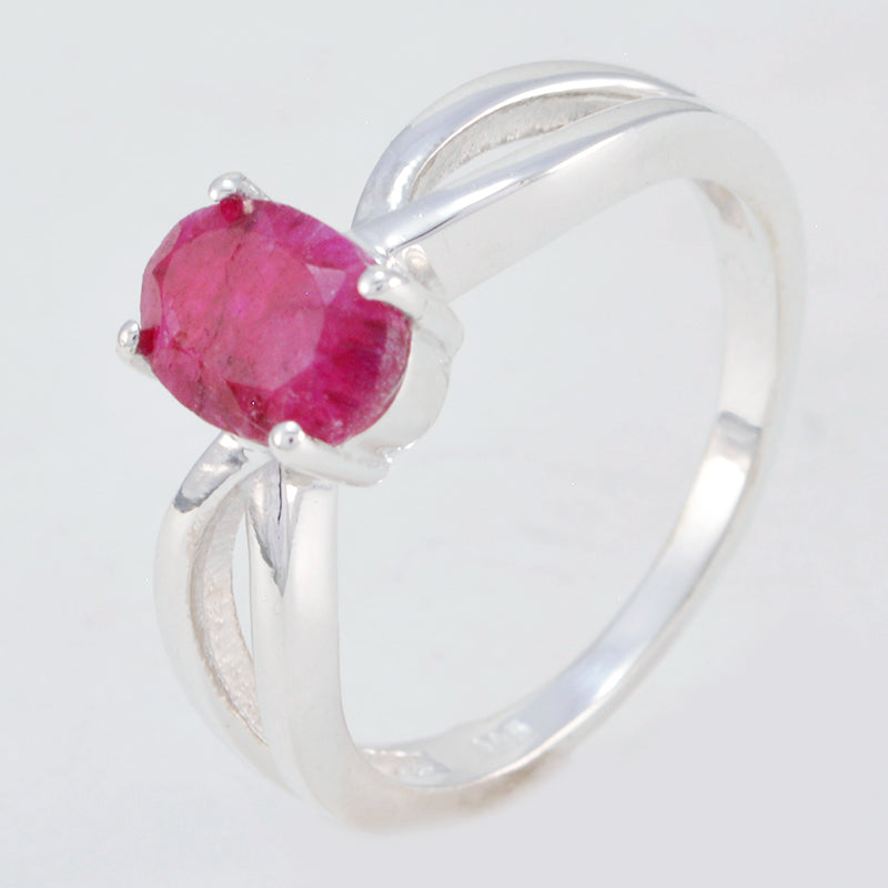 Indian Ruby Solitaire American 92.5 Silver Red Gems Delicate Graceful Ring Jewelry