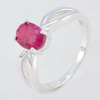 Indian Ruby Solitaire American 92.5 Silver Red Gems Delicate Graceful Ring Jewelry