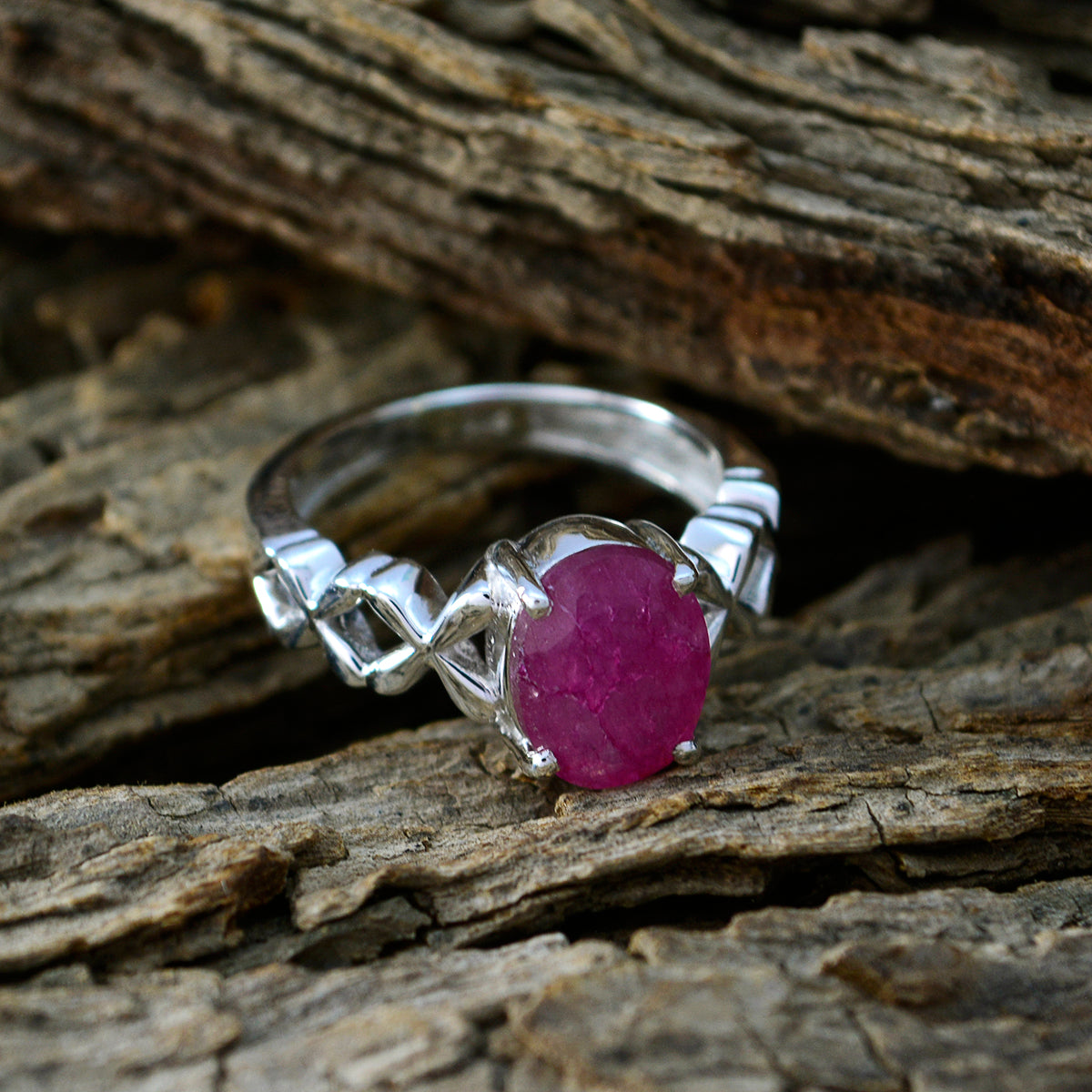 Indian Ruby Solitaire American 925 Silver Red Gemstones Whisper thin Twist Ring Jewelry