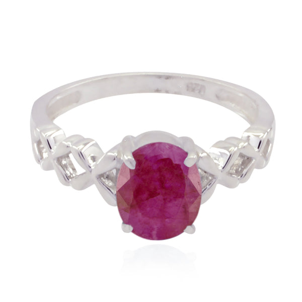 Indian Ruby Solitaire American 925 Silver Red Gemstones Whisper thin Twist Ring Jewelry