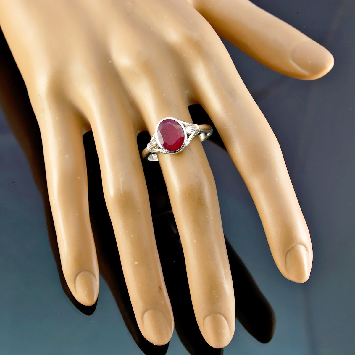 Indian Ruby Solitaire Indian 92.5 Silver Red Gemstones Tiny Trendy Ring Jewellery
