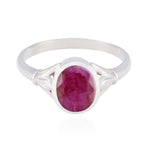 Indian Ruby Solitaire Indian 92.5 Silver Red Gemstones Tiny Trendy Ring Jewellery