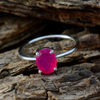 Indian Ruby Solitaire American Silver Red Gems Elegant  Feminine Ring Jewellery