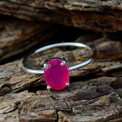 Indian Ruby Solitaire American Silver Red Gems Elegant  Feminine Ring Jewellery