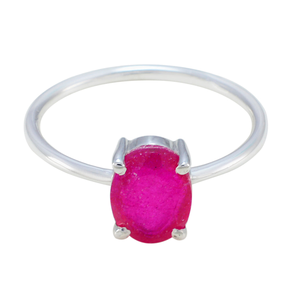 Indian Ruby Solitaire American Silver Red Gems Elegant  Feminine Ring Jewellery