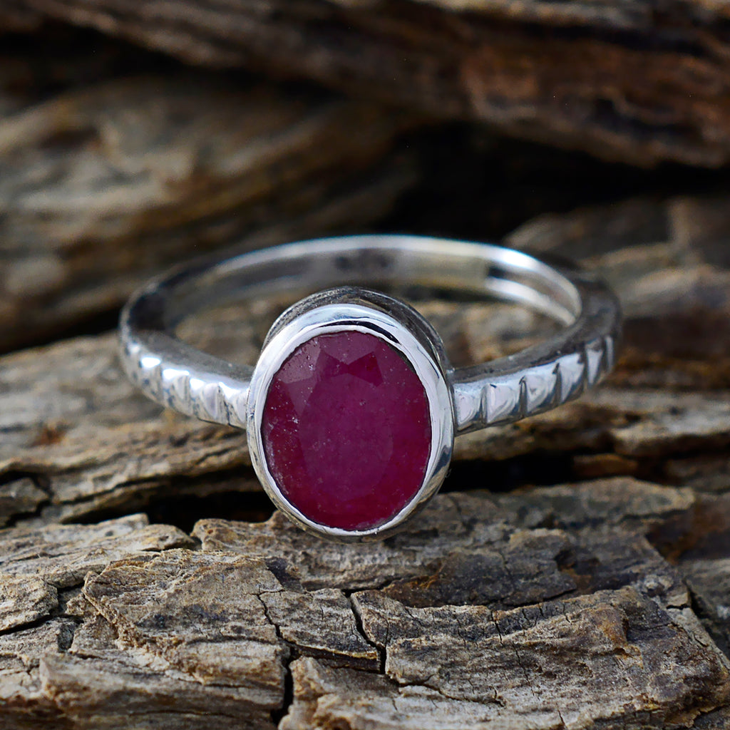 Indian Ruby Solitaire French Silver Red Gems Featherlight Ethnic Ring Jewellery