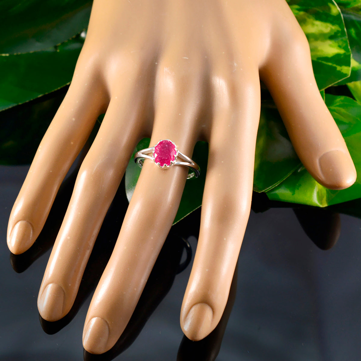 Indian Ruby Solitaire Turkish 925 Silver Red Gemstone Dainty Abstract Ring Jewelry