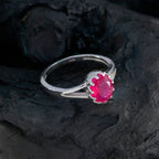 Indian Ruby Solitaire Turkish 925 Silver Red Gemstone Dainty Abstract Ring Jewelry