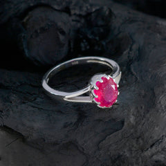 Indian Ruby Solitaire Turkish 925 Silver Red Gemstone Dainty Abstract Ring Jewelry
