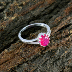 Indian Ruby Solitaire Turkish 925 Silver Red Gemstone Dainty Abstract Ring Jewelry