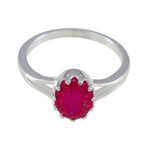 Indian Ruby Solitaire Turkish 925 Silver Red Gemstone Dainty Abstract Ring Jewelry