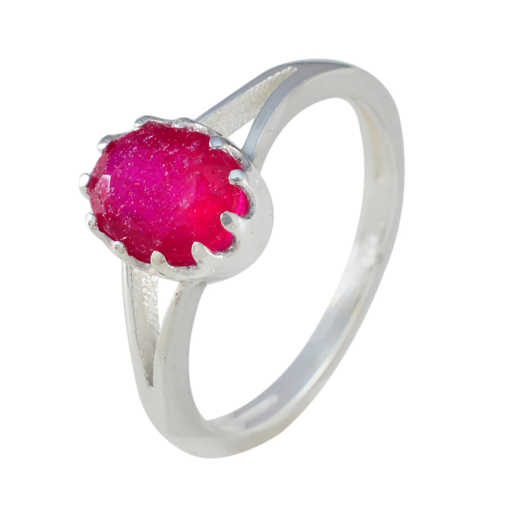 Indian Ruby Solitaire Turkish 925 Silver Red Gemstone Dainty Abstract Ring Jewelry