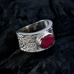 Indian Ruby Solitaire Russian Silver Red Gemstones Essential  Art Deco Ring Jewellery