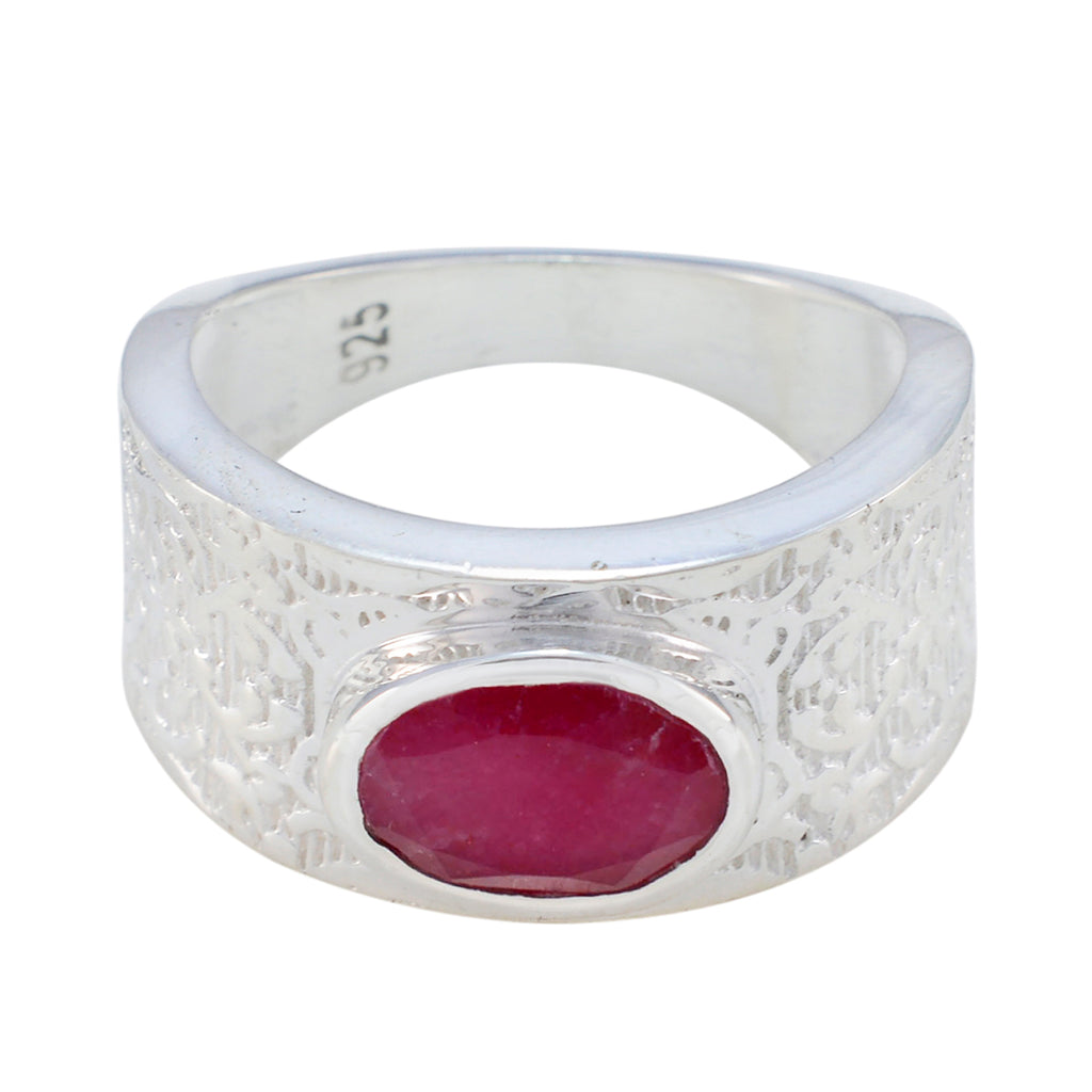 Indian Ruby Solitaire Russian Silver Red Gemstones Essential  Art Deco Ring Jewellery