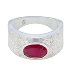 Indian Ruby Solitaire Russian Silver Red Gemstones Essential  Art Deco Ring Jewellery