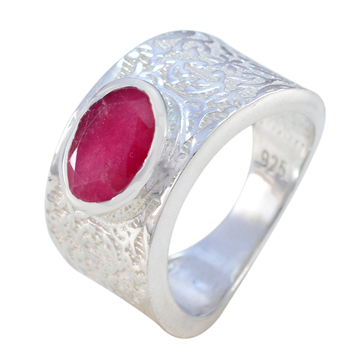 Indian Ruby Solitaire Russian Silver Red Gemstones Essential  Art Deco Ring Jewellery