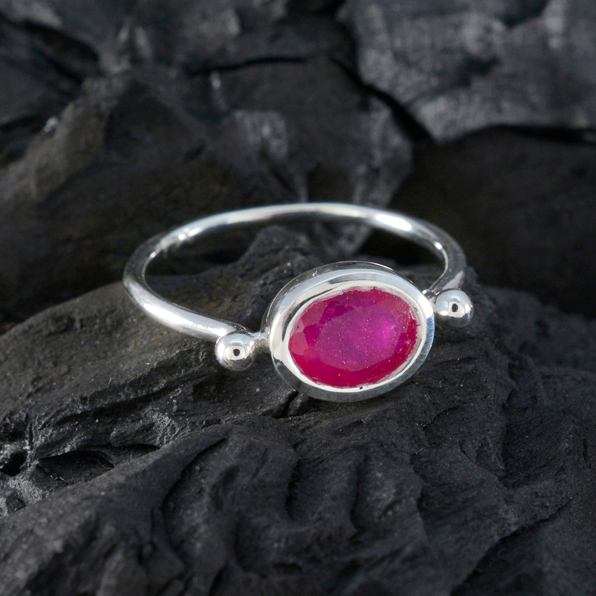 Indian Ruby Solitaire Korean 925 Silver Red Gems Dainty Modern Ring Jewellery