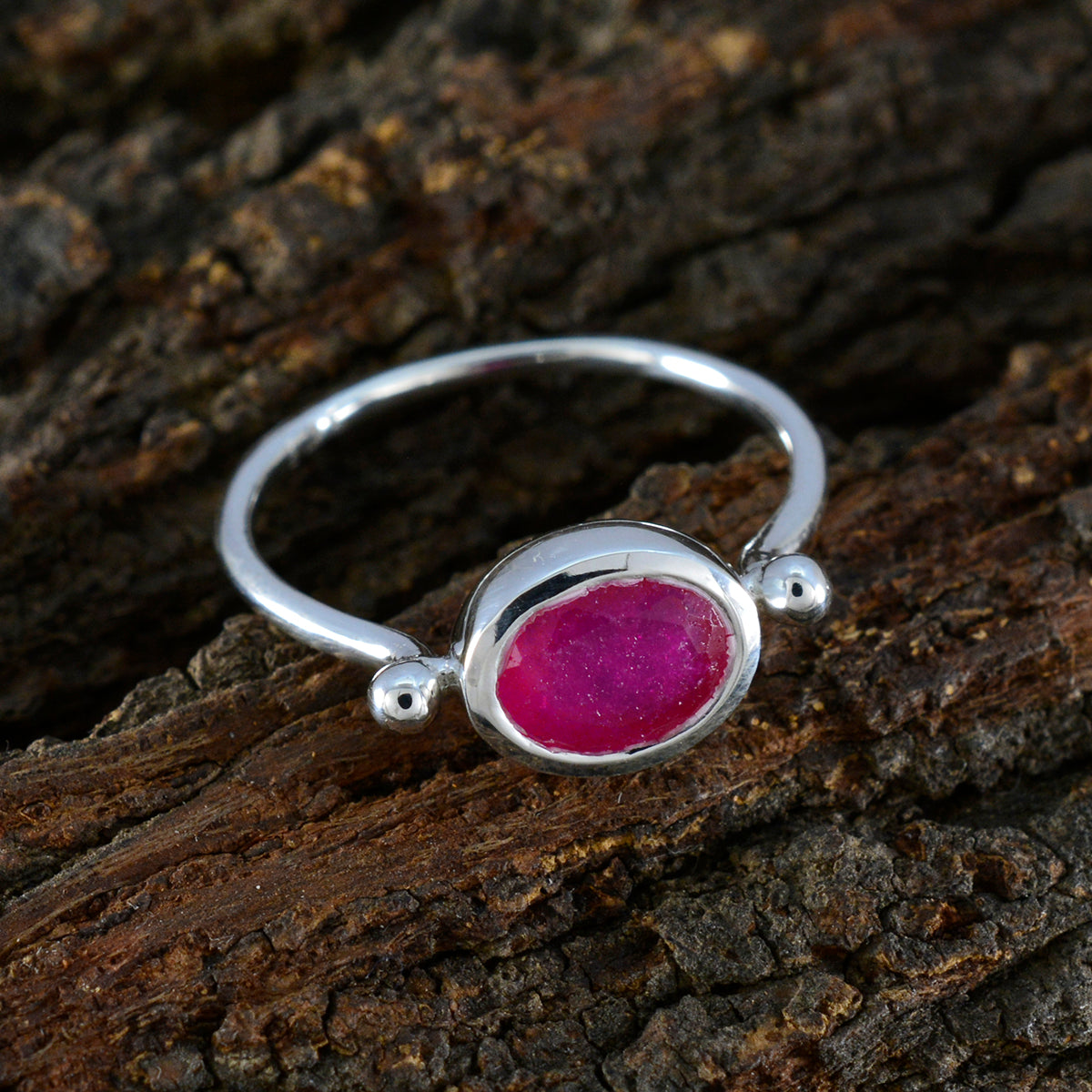 Indian Ruby Solitaire Korean 925 Silver Red Gems Dainty Modern Ring Jewellery