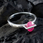 Indian Ruby Solitaire Korean 925 Sterling Silver Red Gemstones Delicate Graceful Ring Jewelry