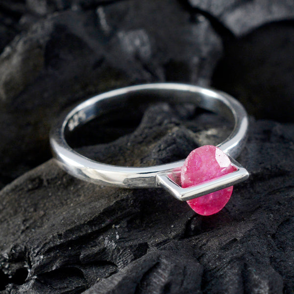 Indian Ruby Solitaire Korean 925 Sterling Silver Red Gemstones Delicate Graceful Ring Jewelry