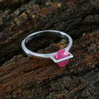 Indian Ruby Solitaire Korean 925 Sterling Silver Red Gemstones Delicate Graceful Ring Jewelry