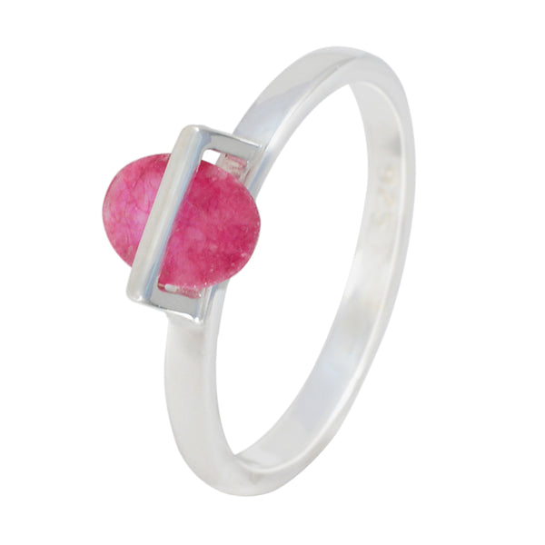 Indian Ruby Solitaire Korean 925 Sterling Silver Red Gemstones Delicate Graceful Ring Jewelry