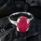 Indian Ruby Solitaire Russian 925 Silver Red Gemstone Tiny Contemporary Ring Jewellery