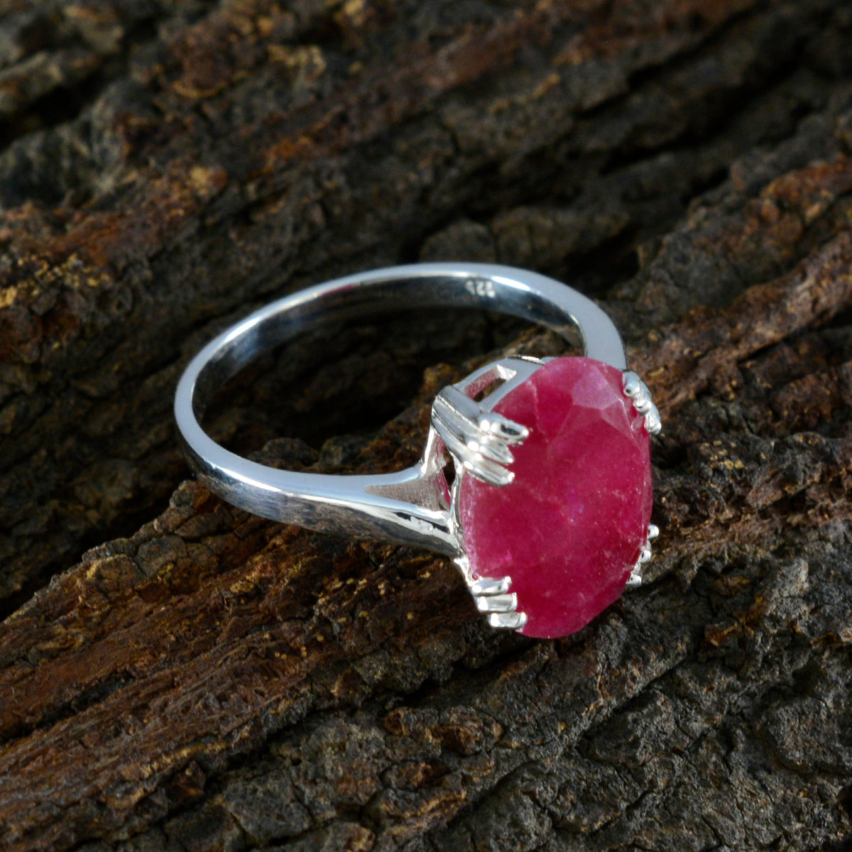 Indian Ruby Solitaire Russian 925 Silver Red Gemstone Tiny Contemporary Ring Jewellery