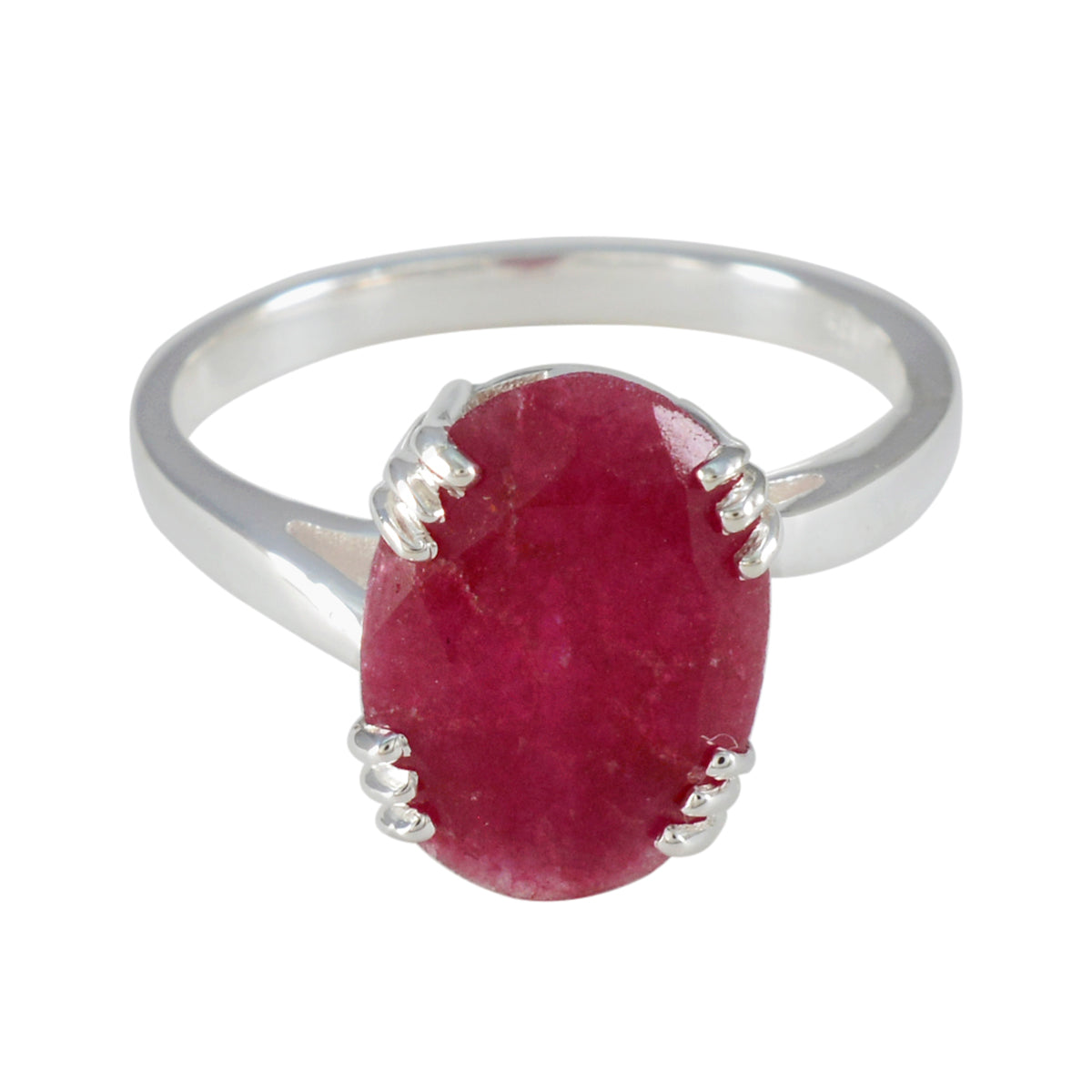 Indian Ruby Solitaire Russian 925 Silver Red Gemstone Tiny Contemporary Ring Jewellery