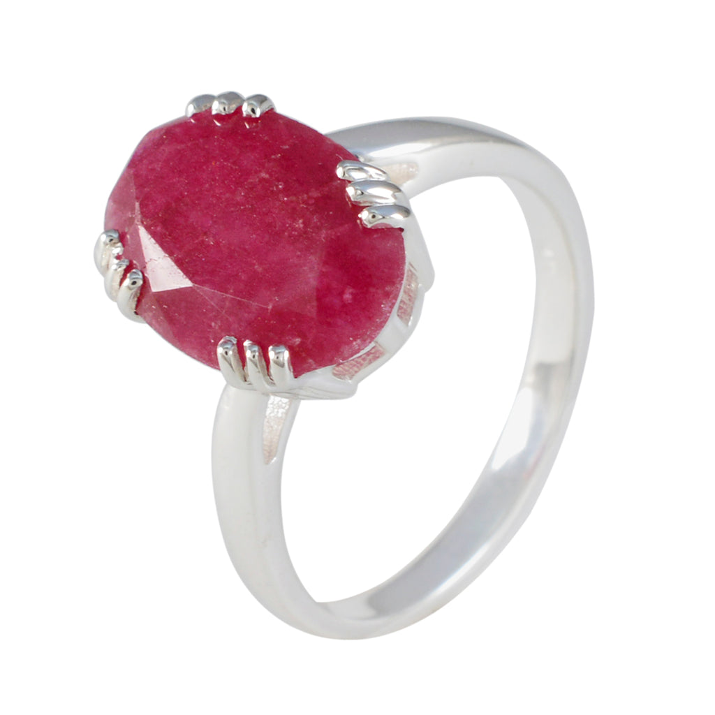 Indian Ruby Solitaire Russian 925 Silver Red Gemstone Tiny Contemporary Ring Jewellery