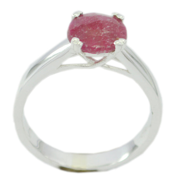 Indian Ruby Solitaire German Silver Red Gems Tiny Abstract Ring Jewelry