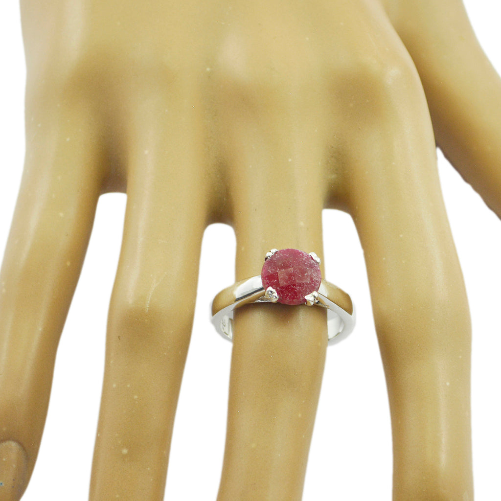 Indian Ruby Solitaire German Silver Red Gems Tiny Abstract Ring Jewelry