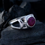 Indian Ruby Solitaire Middle Eastern Silver Red Gemstone Minimal Filigree Ring Jewellery