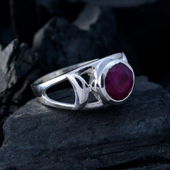 Indian Ruby Solitaire Middle Eastern Silver Red Gemstone Minimal Filigree Ring Jewellery