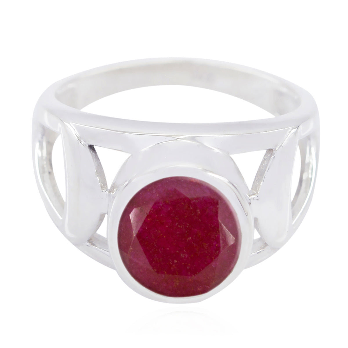 Indian Ruby Solitaire Middle Eastern Silver Red Gemstone Minimal Filigree Ring Jewellery Hoofdafbeelding