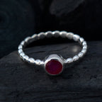 Indian Ruby Solitaire French Sterling Silver Red Gemstone Slim Fairytale Ring Jewelry