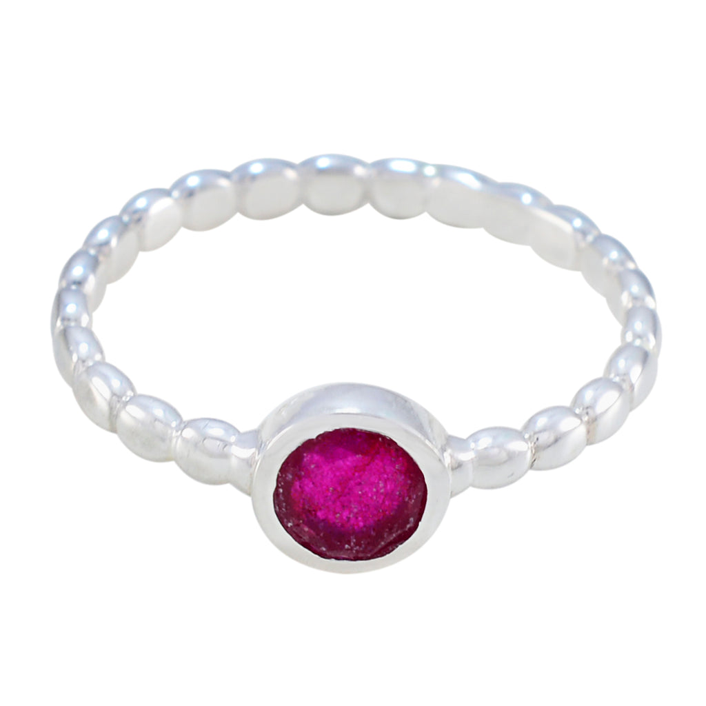 Indian Ruby Solitaire French Sterling Silver Red Gemstone Slim Fairytale Ring Jewelry