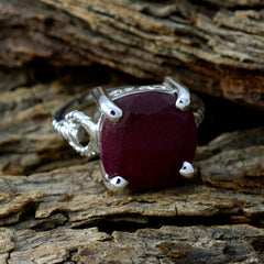 Indian Ruby Solitaire Indian 925 Silver Red Gemstone Mid weight Modern Ring Jewelry