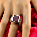 Indian Ruby Solitaire German 925 Silver Red Gems Essential  Signet Ring Jewellery