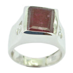 Indian Ruby Solitaire German 925 Silver Red Gems Essential  Signet Ring Jewellery