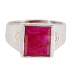 Indian Ruby Solitaire German 925 Silver Red Gems Essential  Signet Ring Jewellery