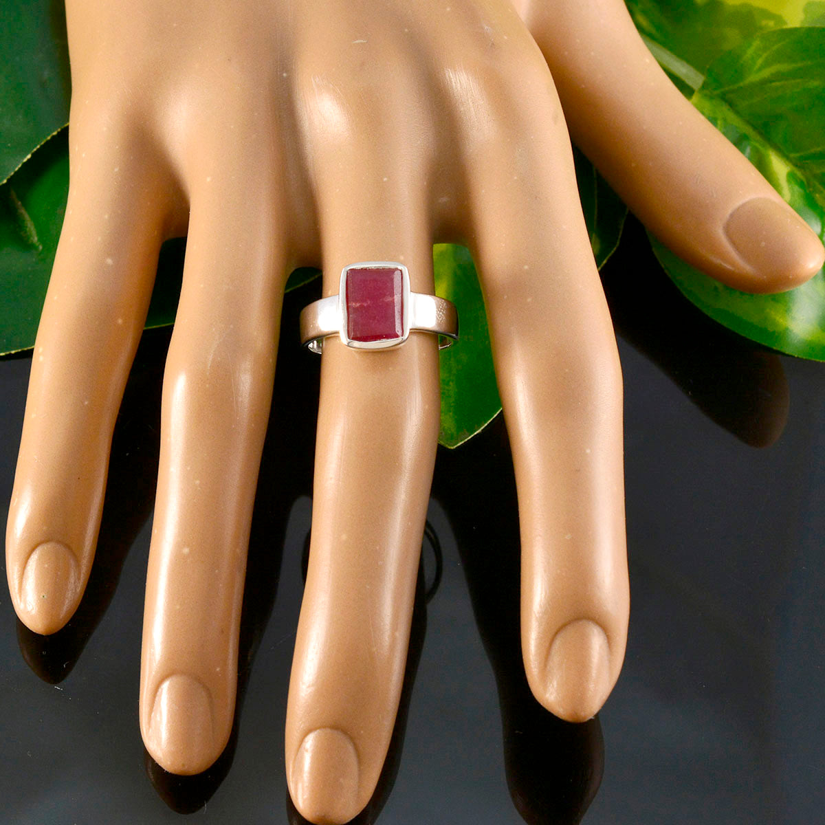 Indian Ruby Solitaire Moroccan 925 Sterling Silver Red Gemstone Slim Graceful Ring Jewelry