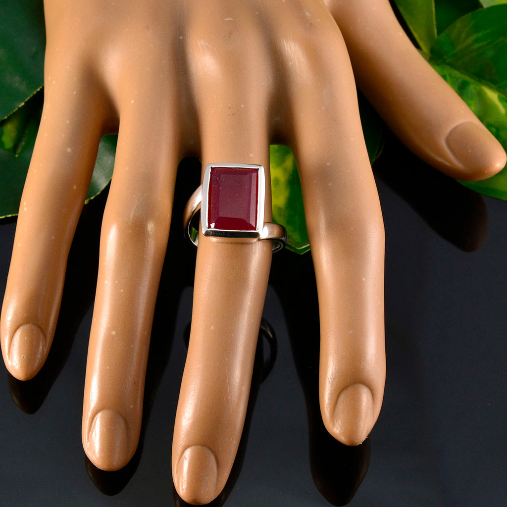 Indian Ruby Solitaire Russian 92.5 Silver Red Gems Eye catching Contemporary Ring Jewelry