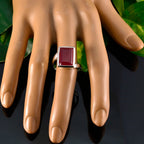 Indian Ruby Solitaire Russian 92.5 Silver Red Gems Eye catching Contemporary Ring Jewelry