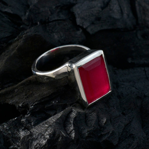 Indian Ruby Solitaire Russian 92.5 Silver Red Gems Eye catching Contemporary Ring Jewelry