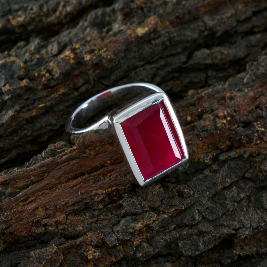 Indian Ruby Solitaire Russian 92.5 Silver Red Gems Eye catching Contemporary Ring Jewelry