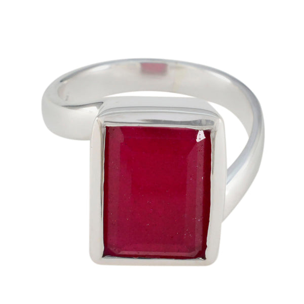 Indian Ruby Solitaire Russian 92.5 Silver Red Gems Eye catching Contemporary Ring Jewelry