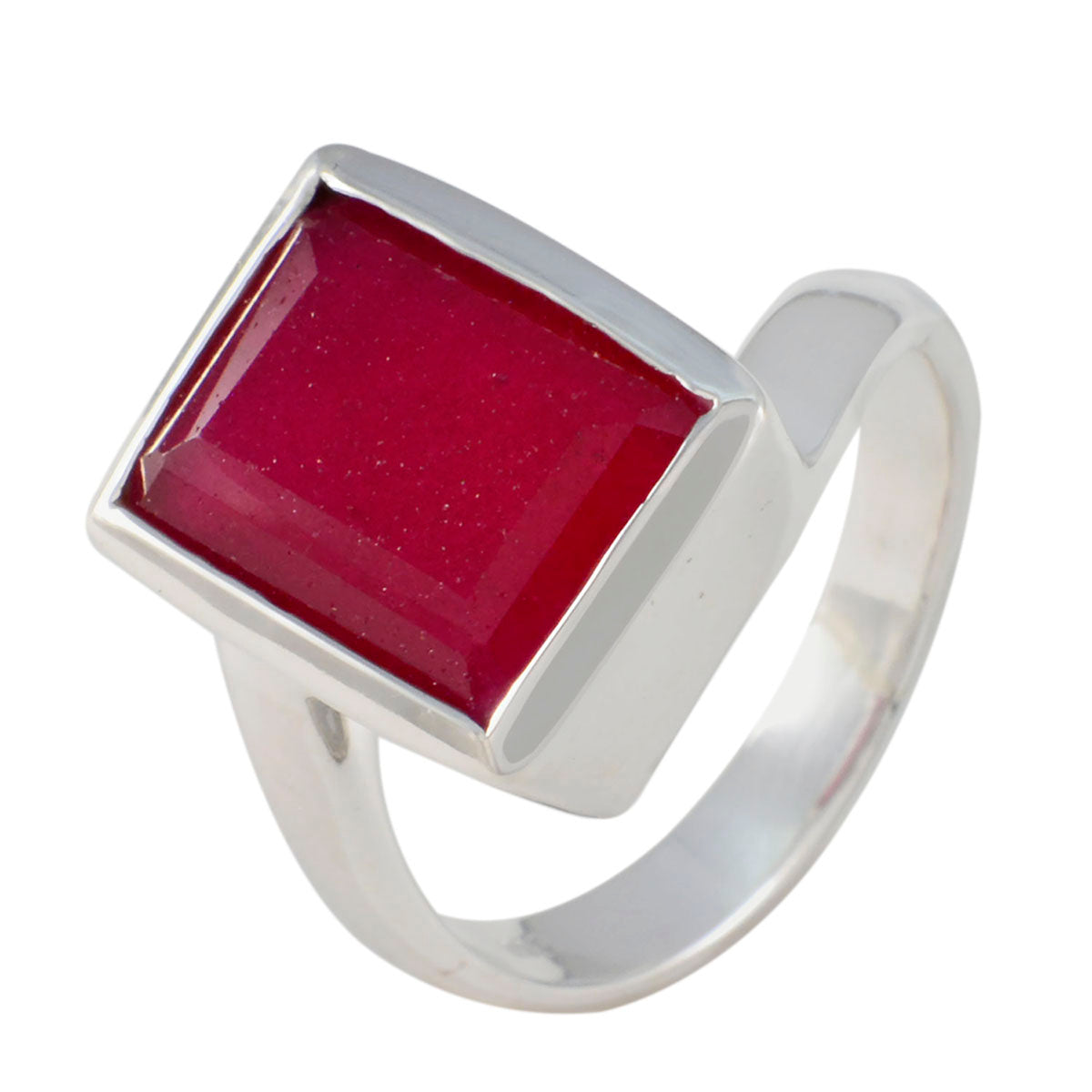 Anillo solitario de rubí indio en plata rusa 92,5 con gemas rojas, joyería contemporánea llamativa Imagen secundaria del producto